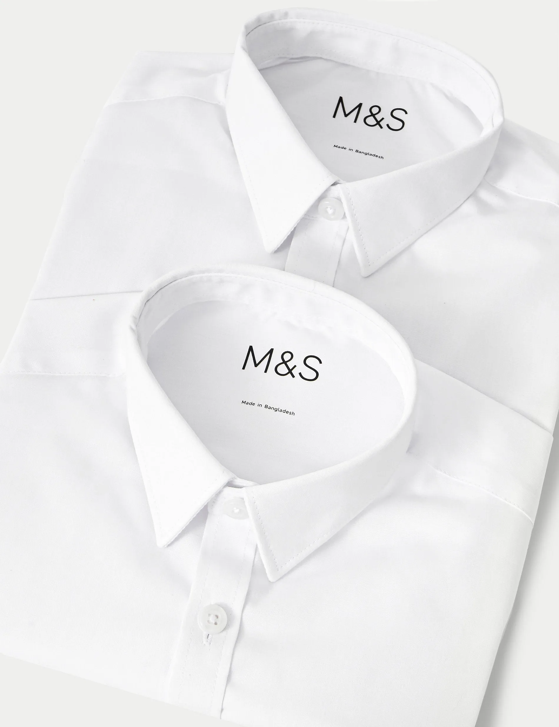 2 Pairs of Boys (2-18 Years) Slim Fit No Iron School Shirts Marks & Spencer white