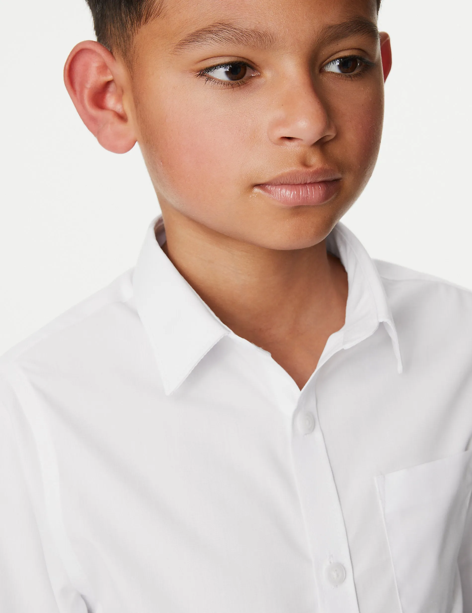 2 Pairs of Boys (2-18 Years) Slim Fit No Iron School Shirts Marks & Spencer white