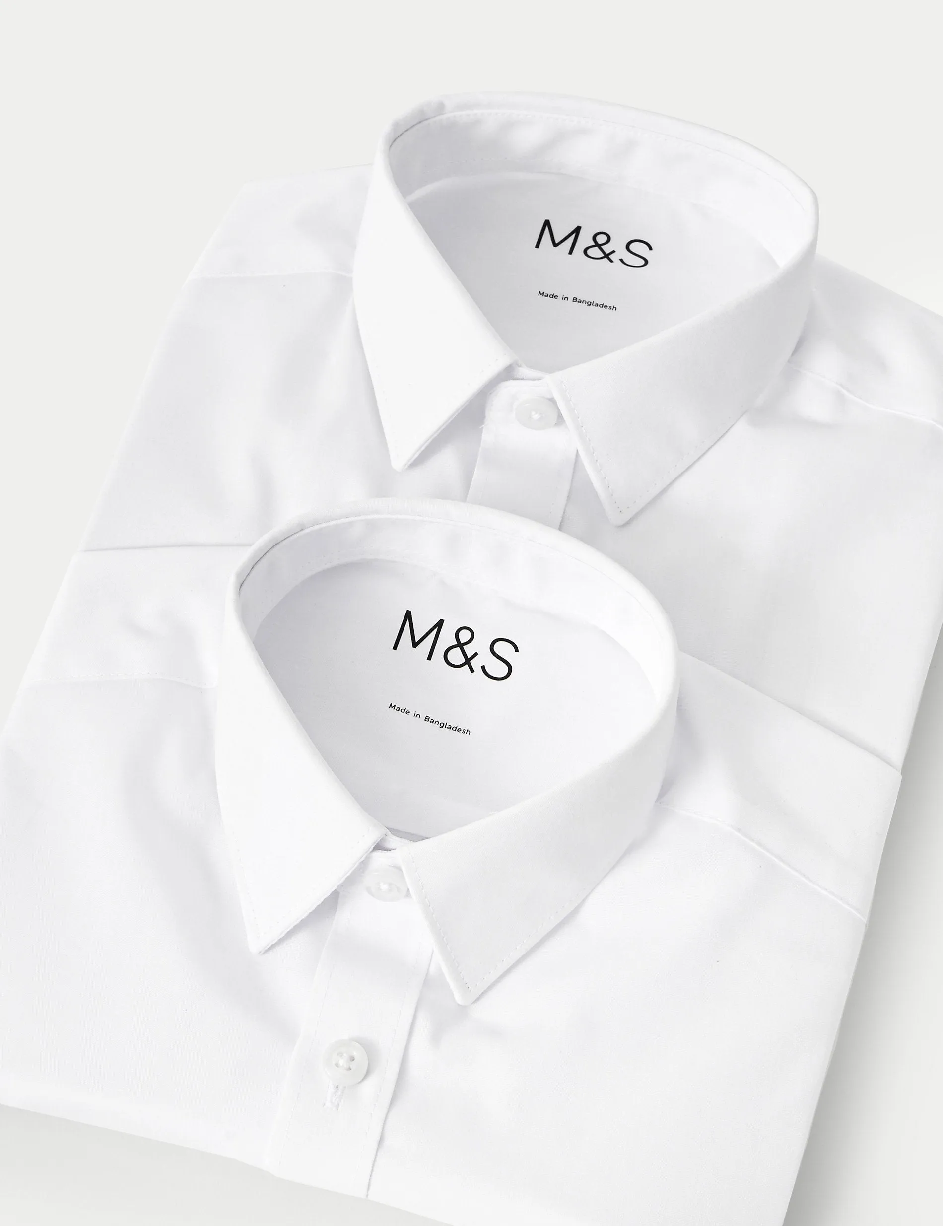 2 Pairs of Boys (2-18yrs) Iron Free School Shirts Marks & Spencer White