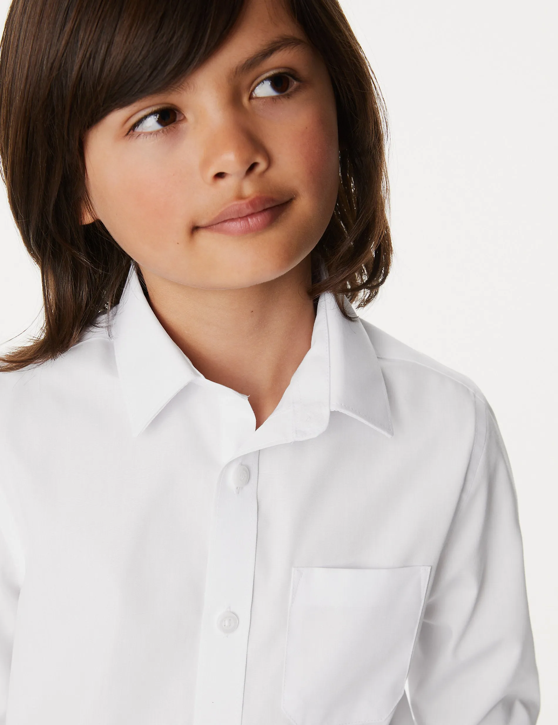 2 Pairs of Boys (2-18yrs) Iron Free School Shirts Marks & Spencer White