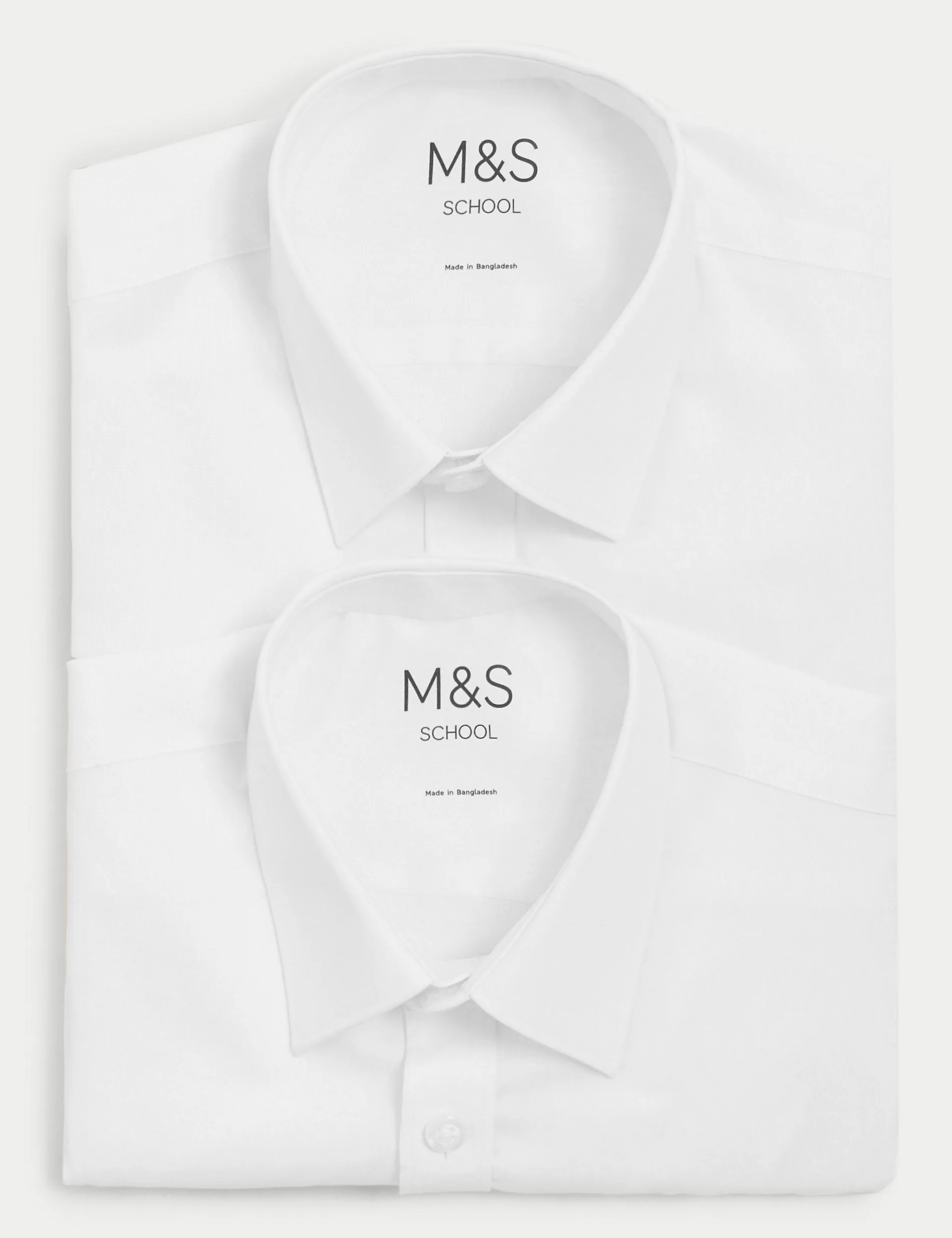 2 Pairs of Boys (2-18yrs) Iron Free School Shirts Marks & Spencer White