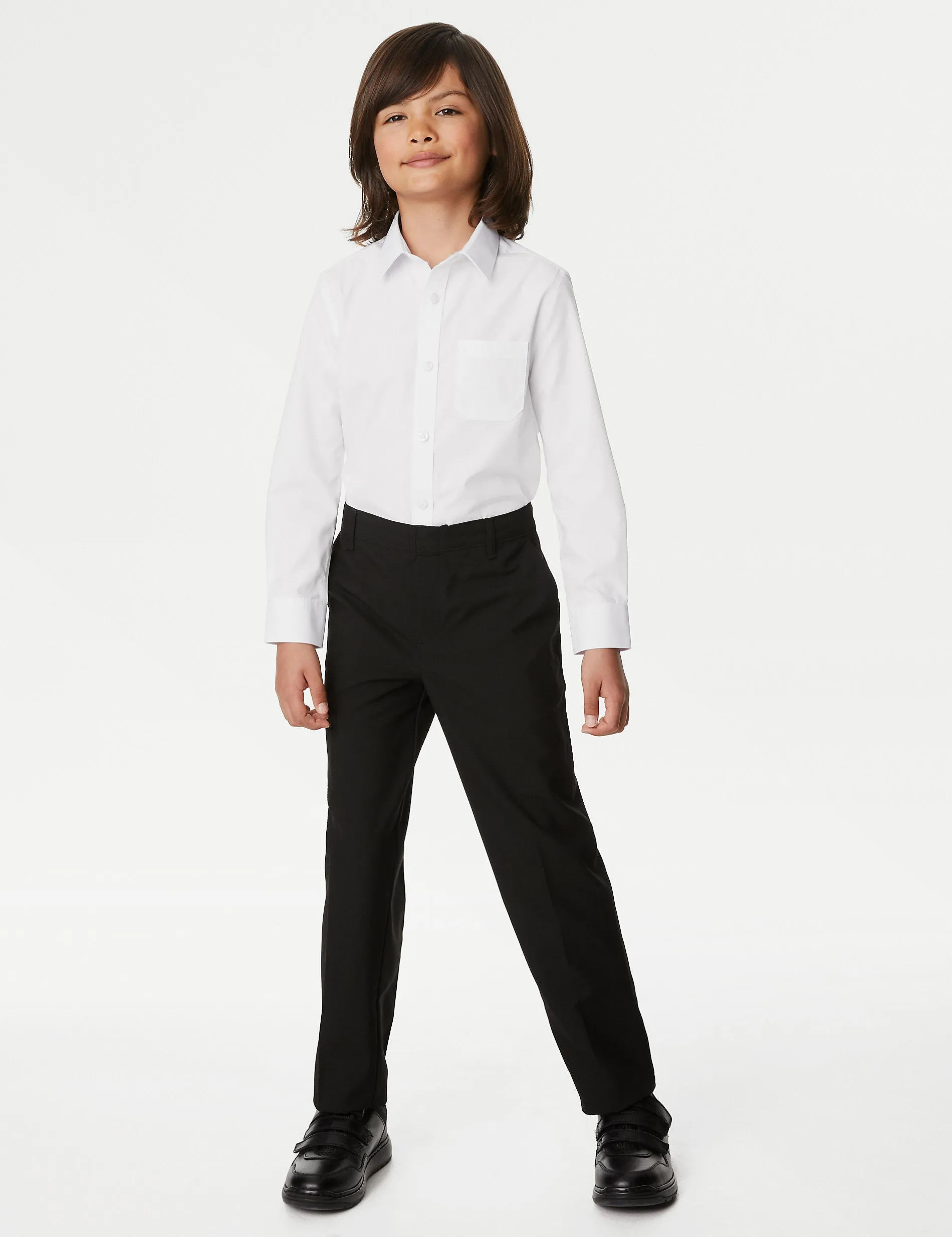 2 Pairs of Boys (2-18yrs) Iron Free School Shirts Marks & Spencer White