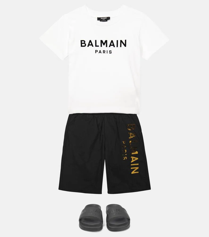 Balmain logo swim trunks, black