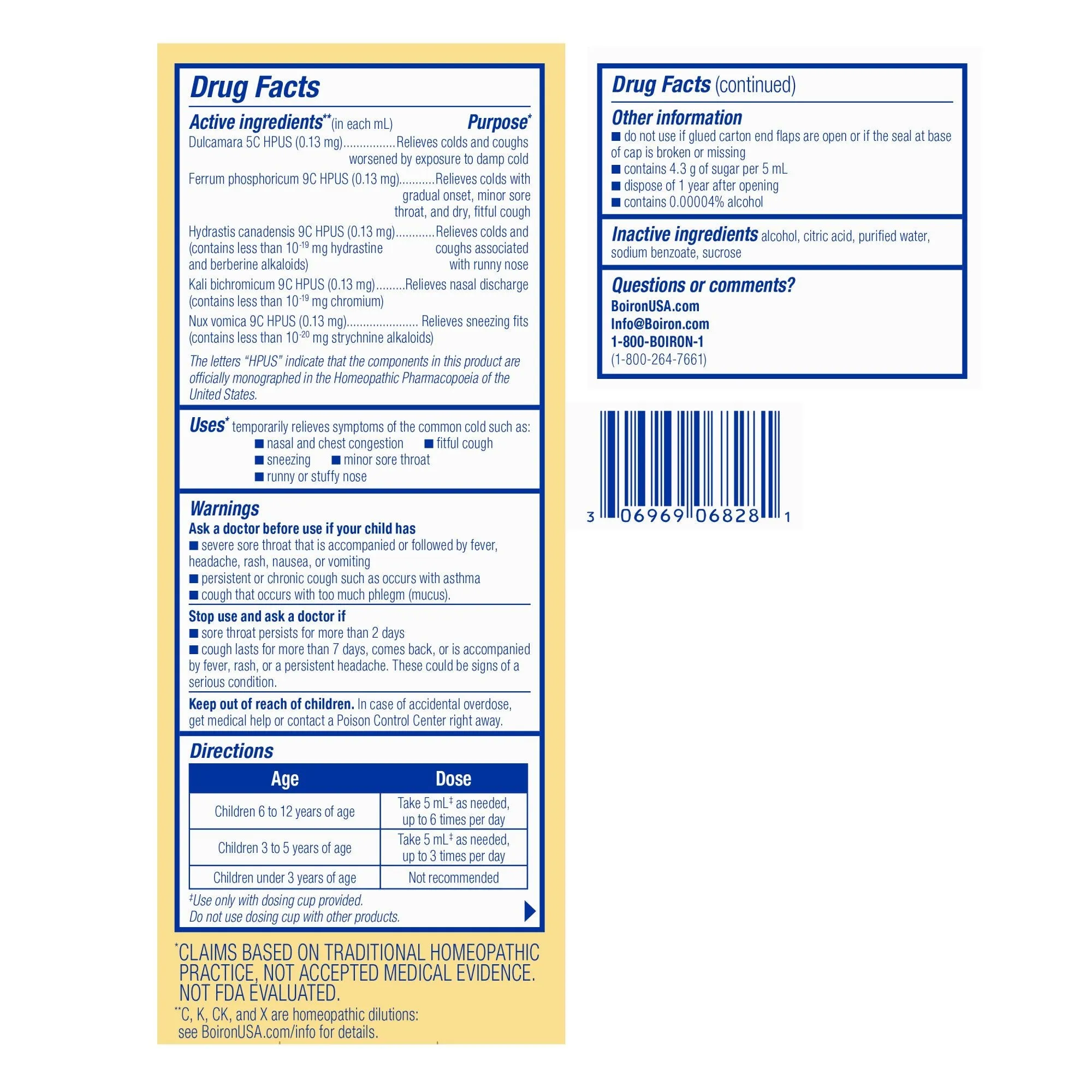 Boiron Chestal Kids Cold & Cough Homeopathic Medicine For Cold & Cough 6.7 fl oz Liquid