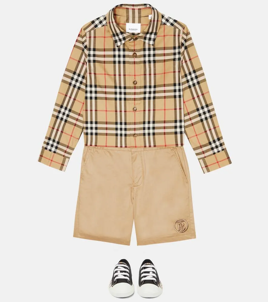 Burberry Cotton Blend Plaid Shirt, Beige