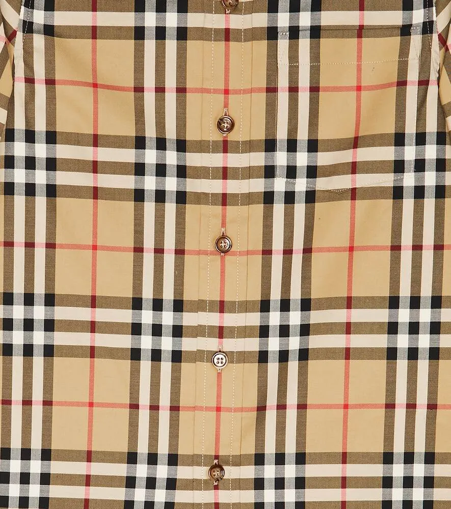 Burberry Cotton Blend Plaid Shirt, Beige