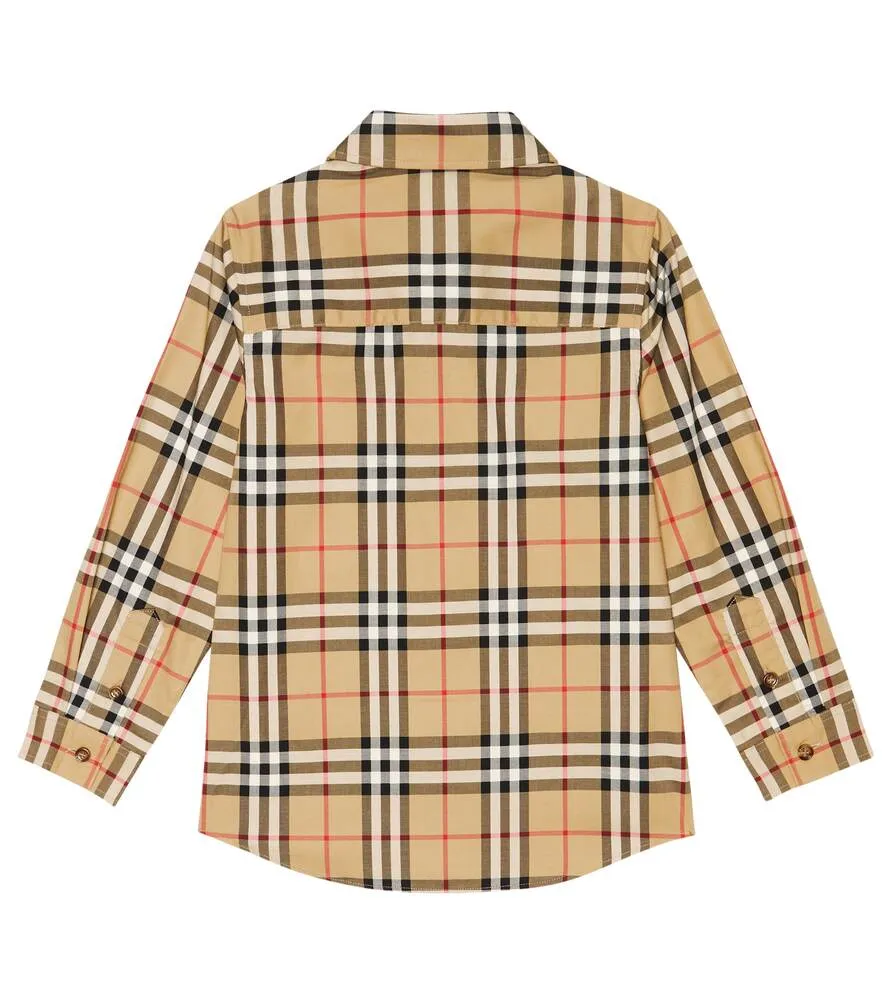 Burberry Cotton Blend Plaid Shirt, Beige