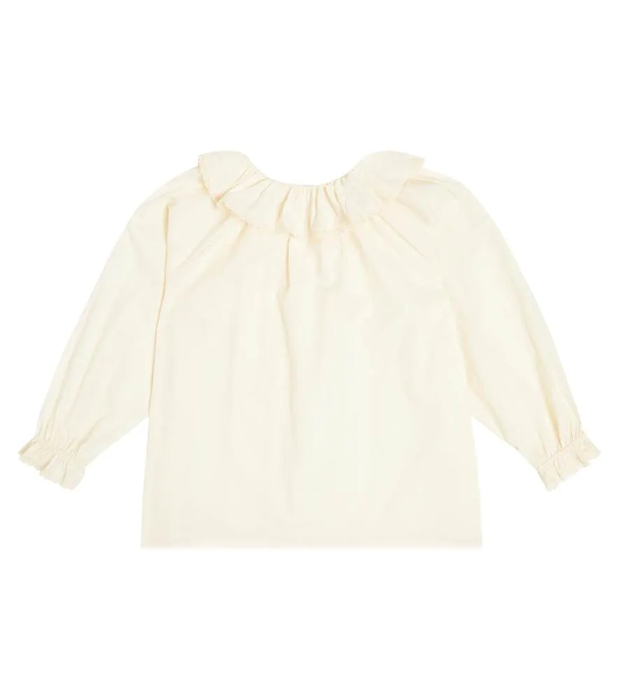 Charlene shirt in cotton poplin with ruffles C'era una volta, white