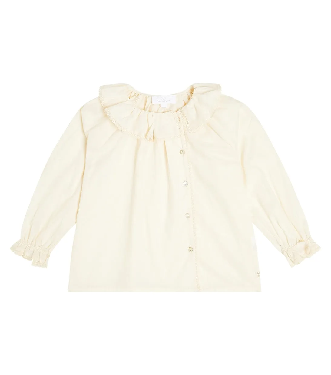 Charlene shirt in cotton poplin with ruffles C'era una volta, white