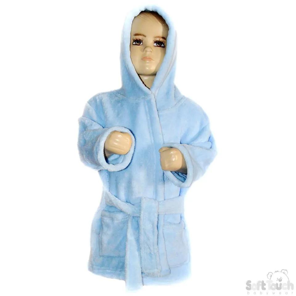 Children's Blue Coral Fleece Hooded Robe - 2/6 Years - FBR17-B