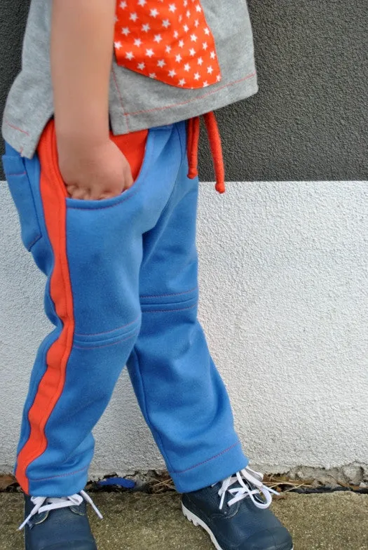 Children's fleece pants PDF sewing pattern ROSCOE PANT sizes 2 to 12 years.