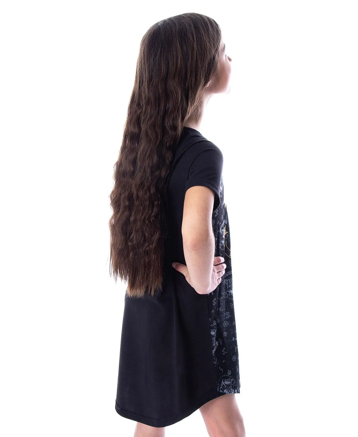 Children's Nightgown with Hogwarts Castle and Gold Foil for Girls Harry Potter pajamas