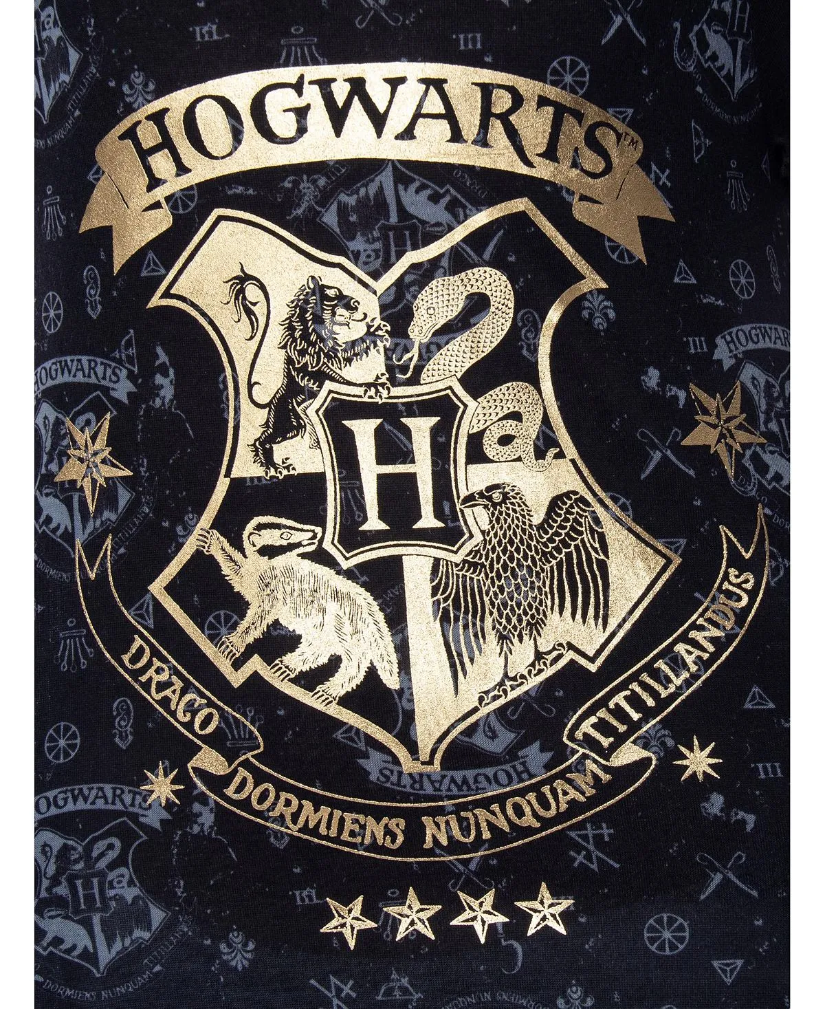 Children's Nightgown with Hogwarts Castle and Gold Foil for Girls Harry Potter pajamas