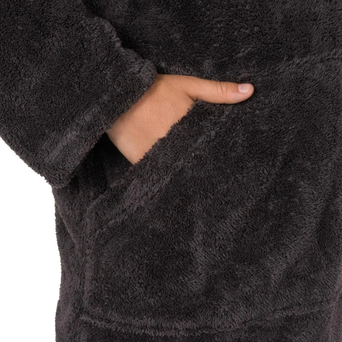 Children's Soft Microfibre Drying Sweatshirt with Hood and Pocket - Dark Grey