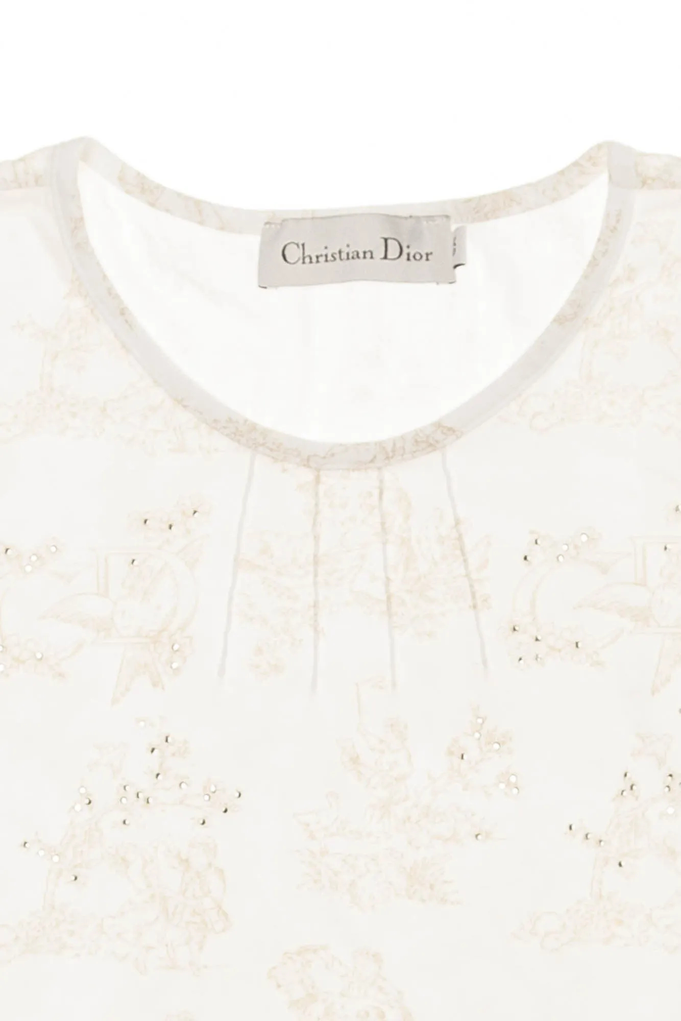 Christian Dior - White Short Sleeve Top with Flowers -