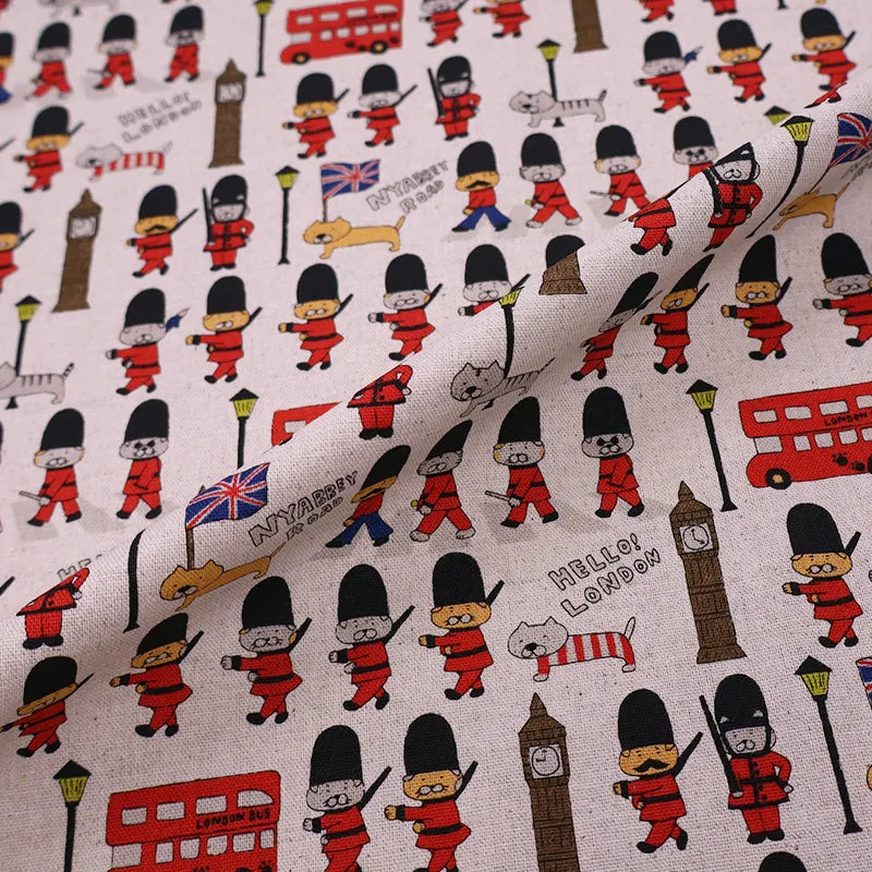 Cotton Linen Mix - Teddy Bear Walk