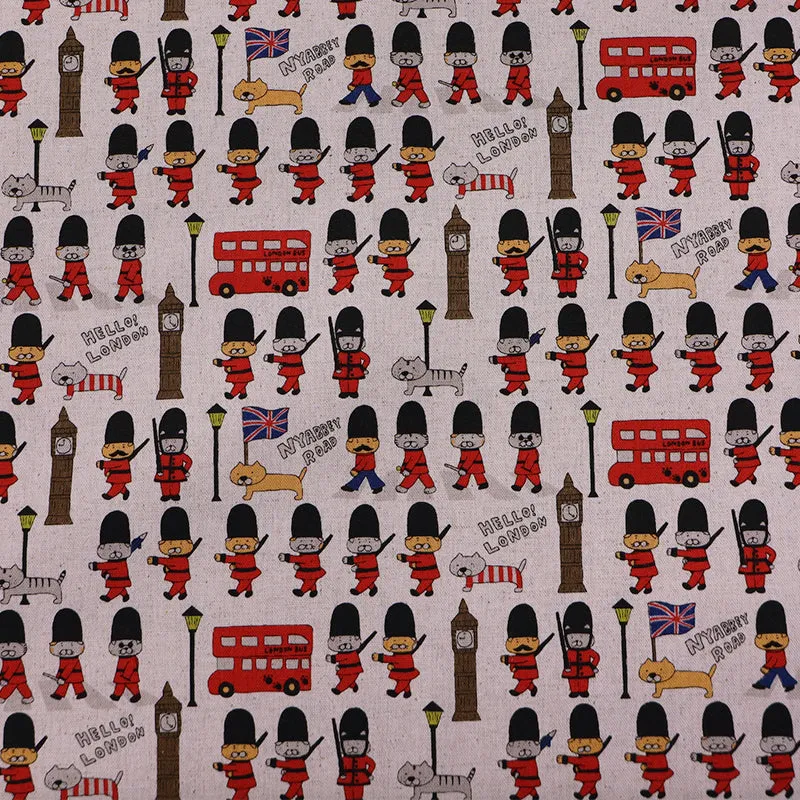 Cotton Linen Mix - Teddy Bear Walk