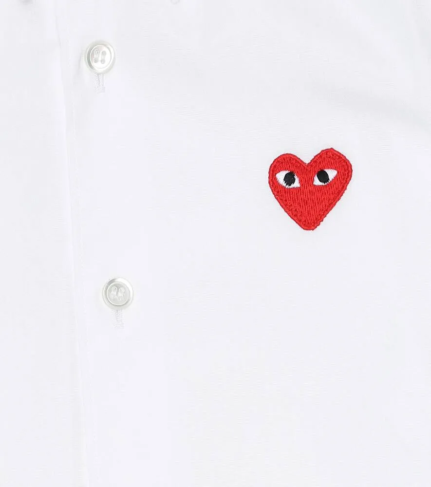 Cotton poplin shirt with Heart logo Comme des Garçons Play, white