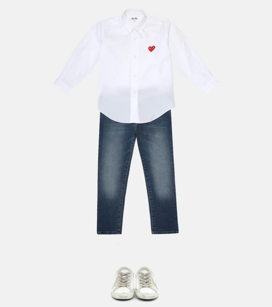 Cotton poplin shirt with Heart logo Comme des Garçons Play, white