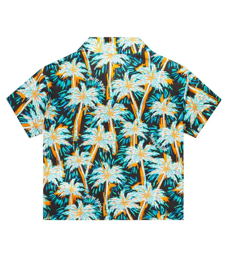 Cotton shirt with Palm Angels print, green