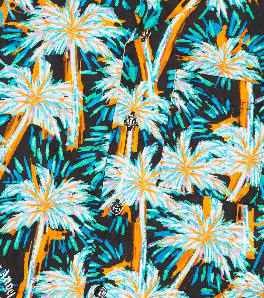 Cotton shirt with Palm Angels print, green