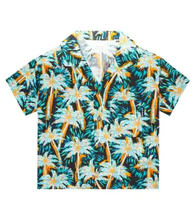 Cotton shirt with Palm Angels print, green