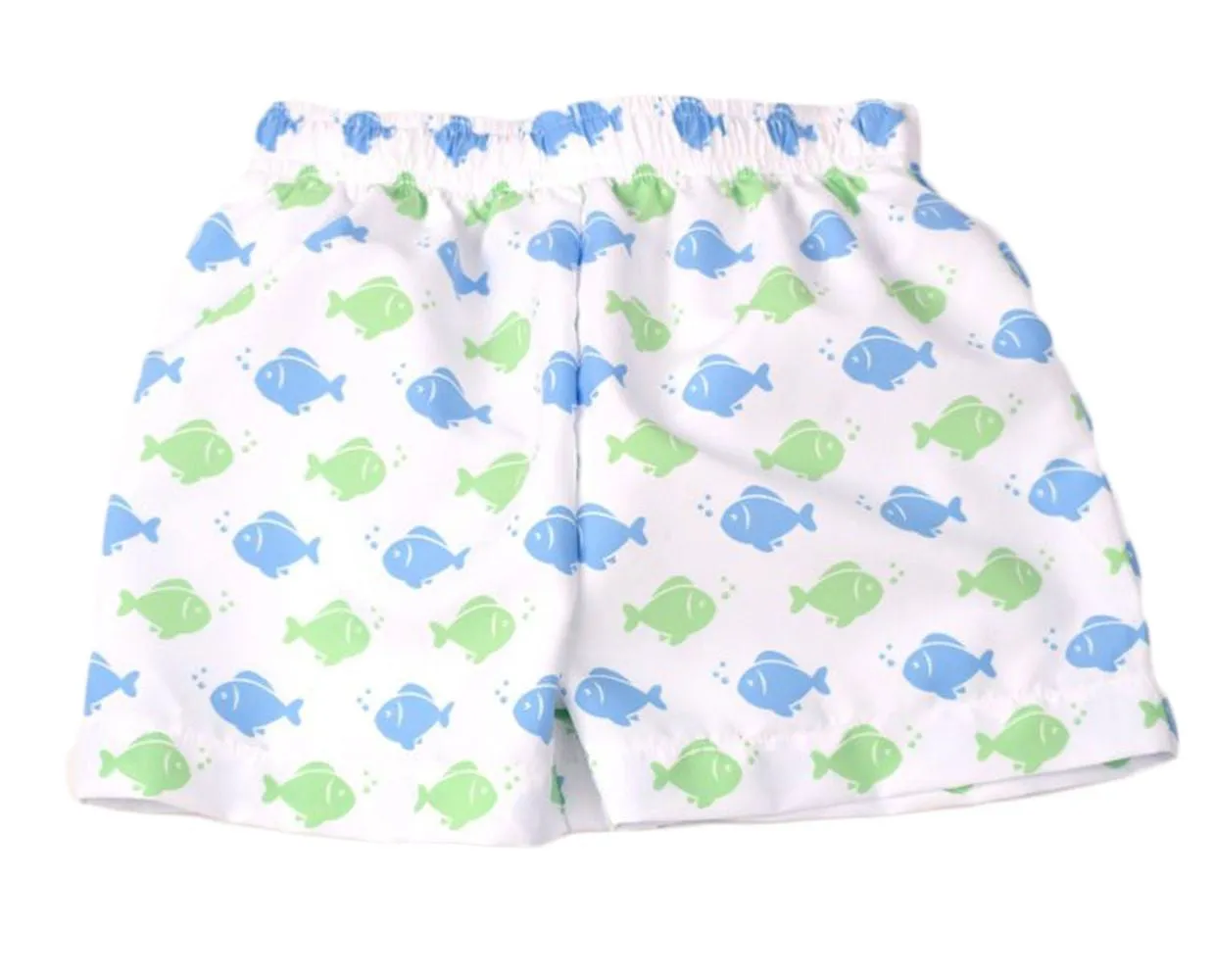 Funtasia Too Boys Swim Trunks - Blue & Green Fish Print