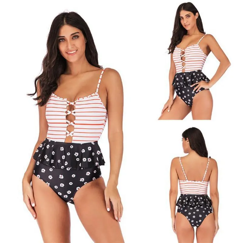 Girl’s Swimsuit large one piece women's Ruffle multi color slim Swimwear