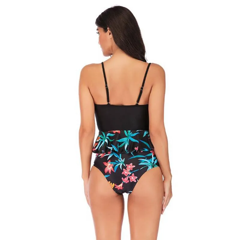 Girl’s Swimsuit large one piece women's Ruffle multi color slim Swimwear