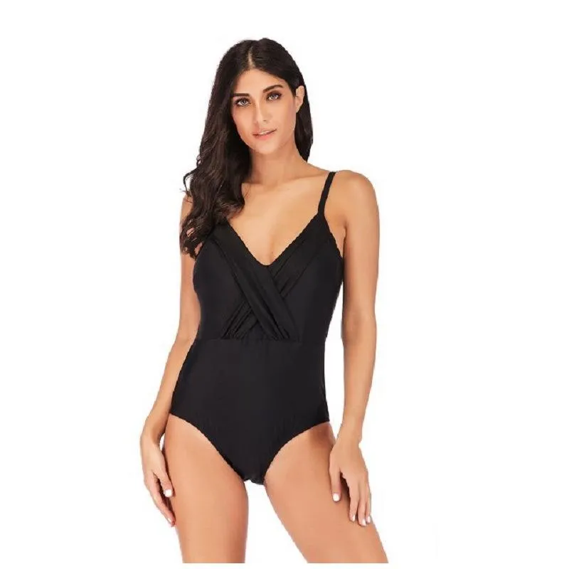 Girl’s Swimsuit plus Size Bikini Women's Solid Color Cross One-Piece Thin and Breathable Swimwear