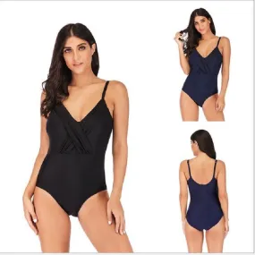 Girl’s Swimsuit plus Size Bikini Women's Solid Color Cross One-Piece Thin and Breathable Swimwear