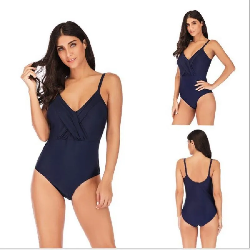 Girl’s Swimsuit plus Size Bikini Women's Solid Color Cross One-Piece Thin and Breathable Swimwear