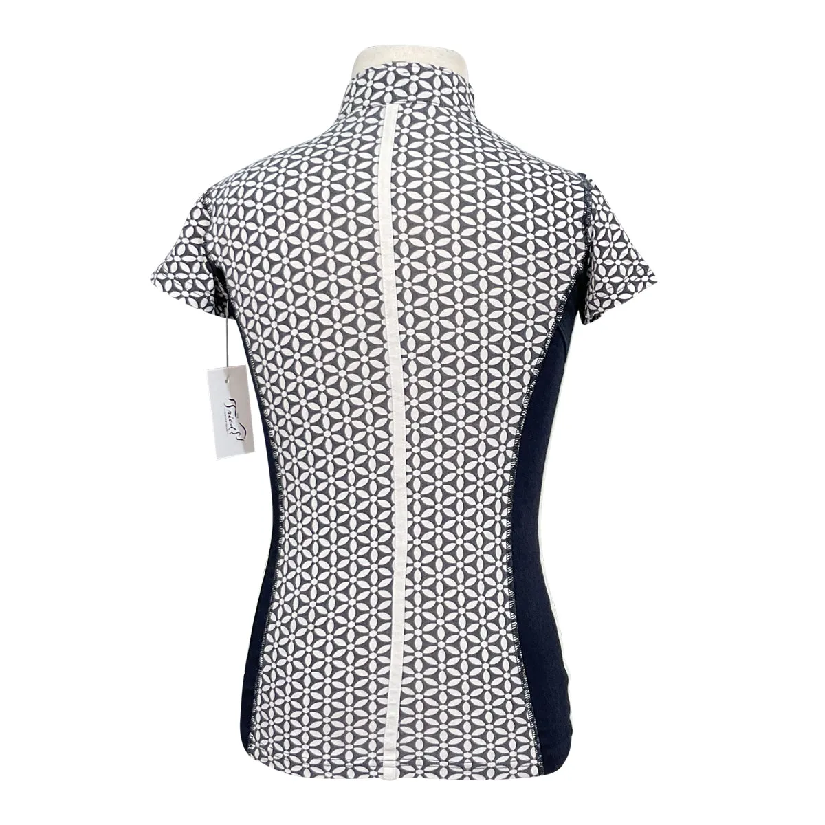 Goode Rider 'Ideal' Kids Show Shirt in Navy/White Flowers - Children's 14