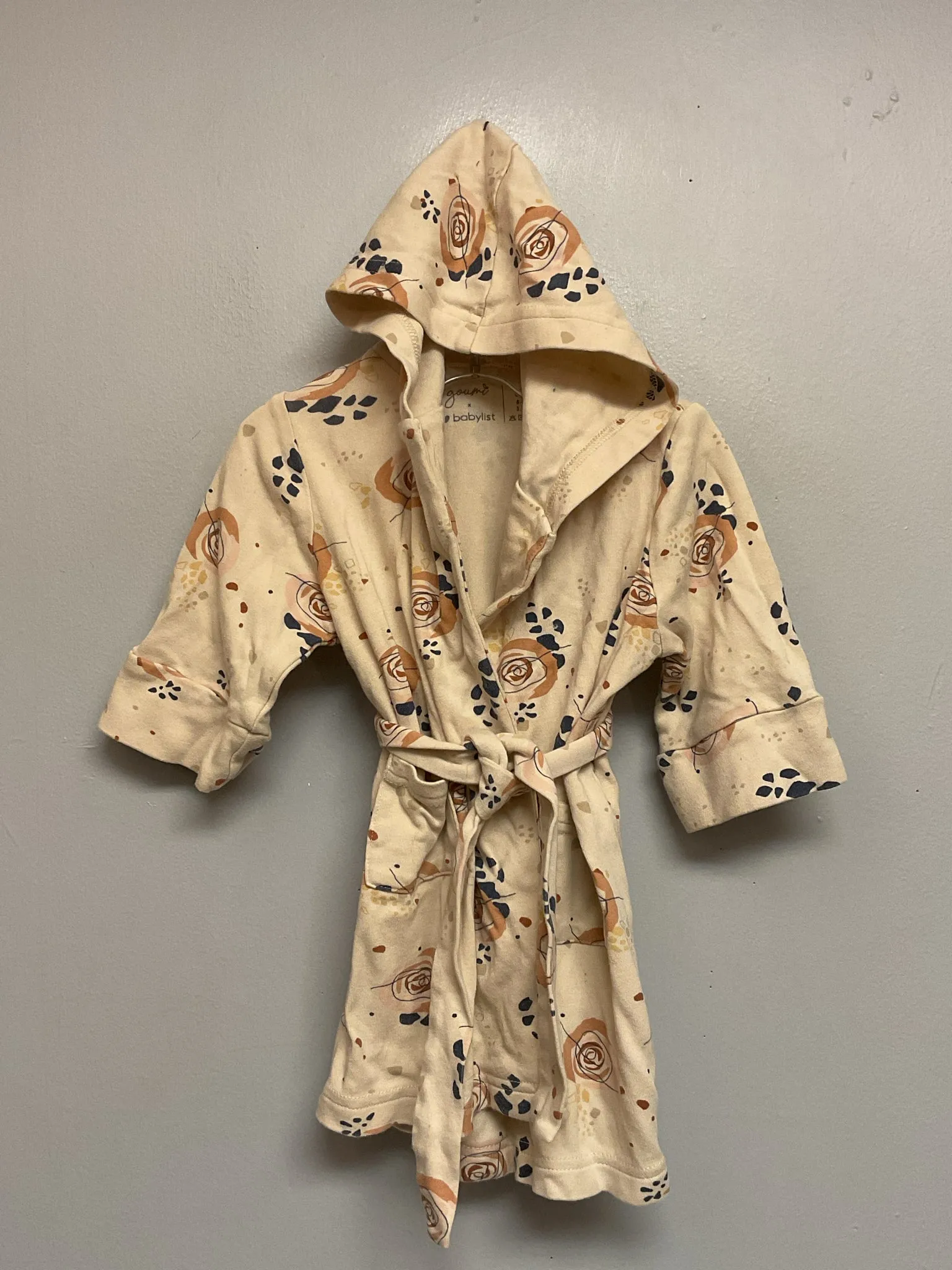 Goumi Size NB Beige & Blue Cotton Infant Girls Robes