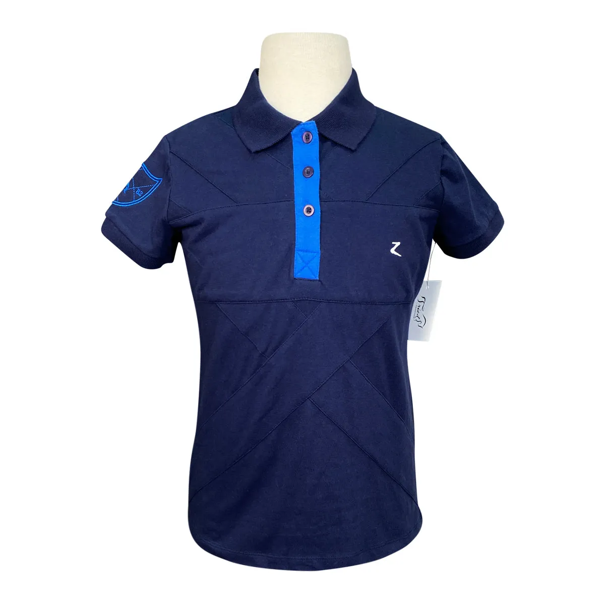 Horze 'Fernanda' S/S Kids Polo Shirt in Navy - Children's 11-12 Years