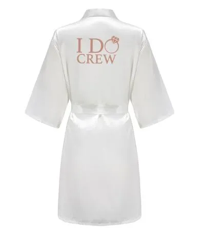 I DO Women Wedding Satin Dressing Gown Personalized Custom Name Bathobe Bridal Party Robes Bridesmaid Robes gift