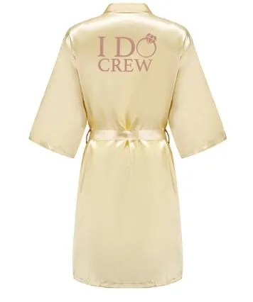 I DO Women Wedding Satin Dressing Gown Personalized Custom Name Bathobe Bridal Party Robes Bridesmaid Robes gift