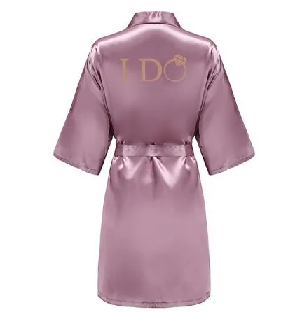 I DO Women Wedding Satin Dressing Gown Personalized Custom Name Bathobe Bridal Party Robes Bridesmaid Robes gift