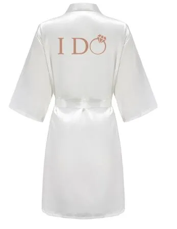 I DO Women Wedding Satin Dressing Gown Personalized Custom Name Bathobe Bridal Party Robes Bridesmaid Robes gift