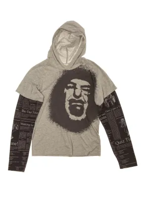 John Galliano - Gray and Black Hooded Long Sleeve Shirt