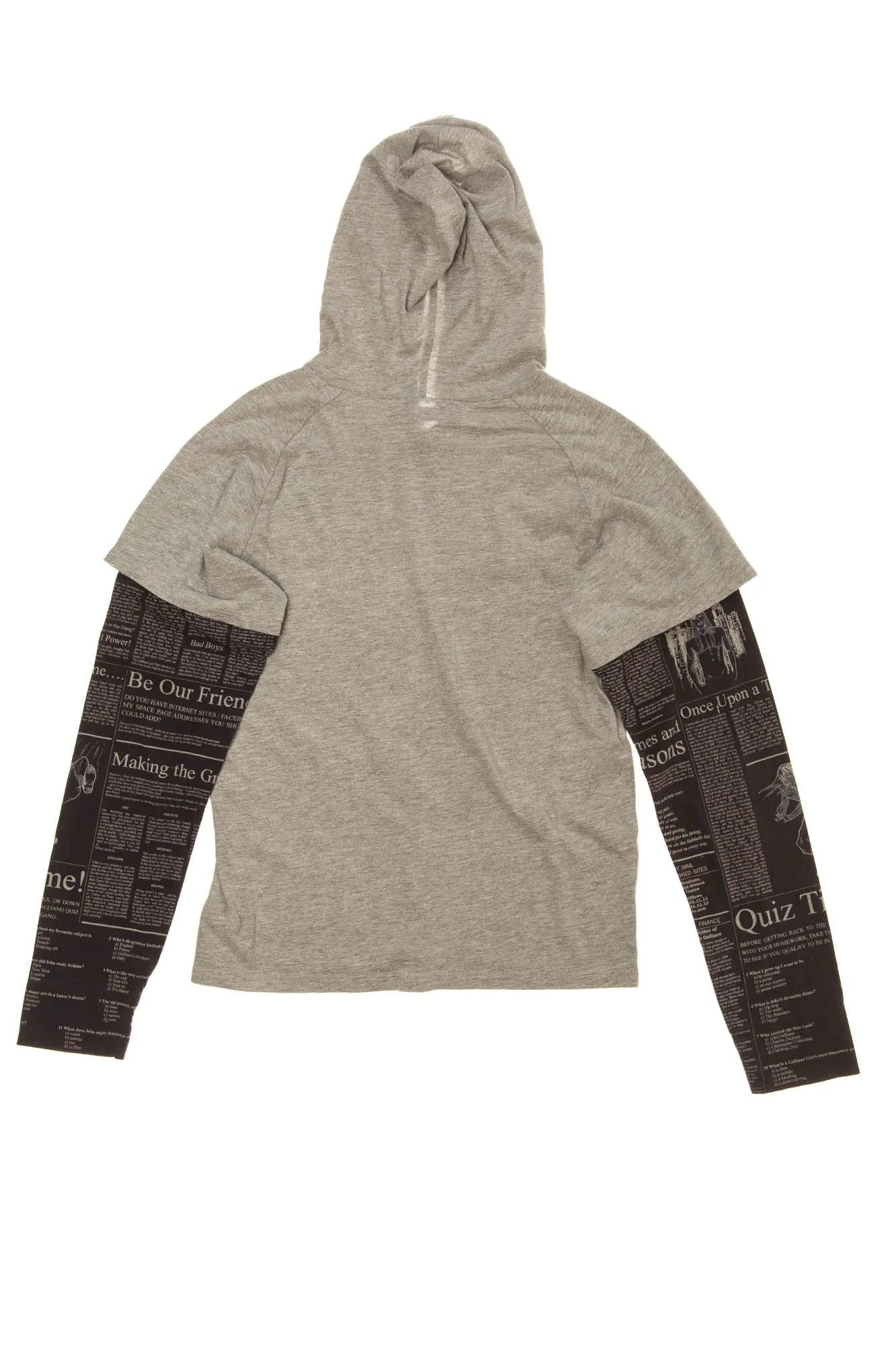 John Galliano - Gray and Black Hooded Long Sleeve Shirt