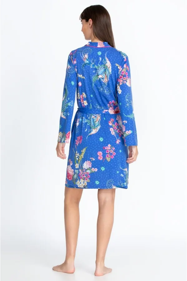 Johnny Was Revive Blue Floral Long Sleeve Sleep Wear Robe Home Lounge Small S New