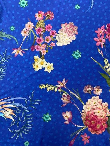 Johnny Was Revive Blue Floral Long Sleeve Sleep Wear Robe Home Lounge Small S New
