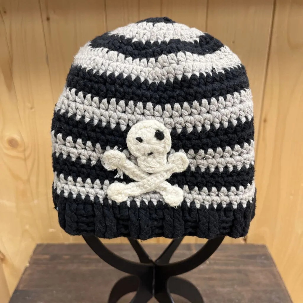 Kids Fleece-Lined Pirate Toque: Black/Grey-children-