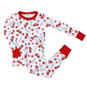 Magnolia Baby Boys Red Sound the Alarm Firetrucks Long Pajamas