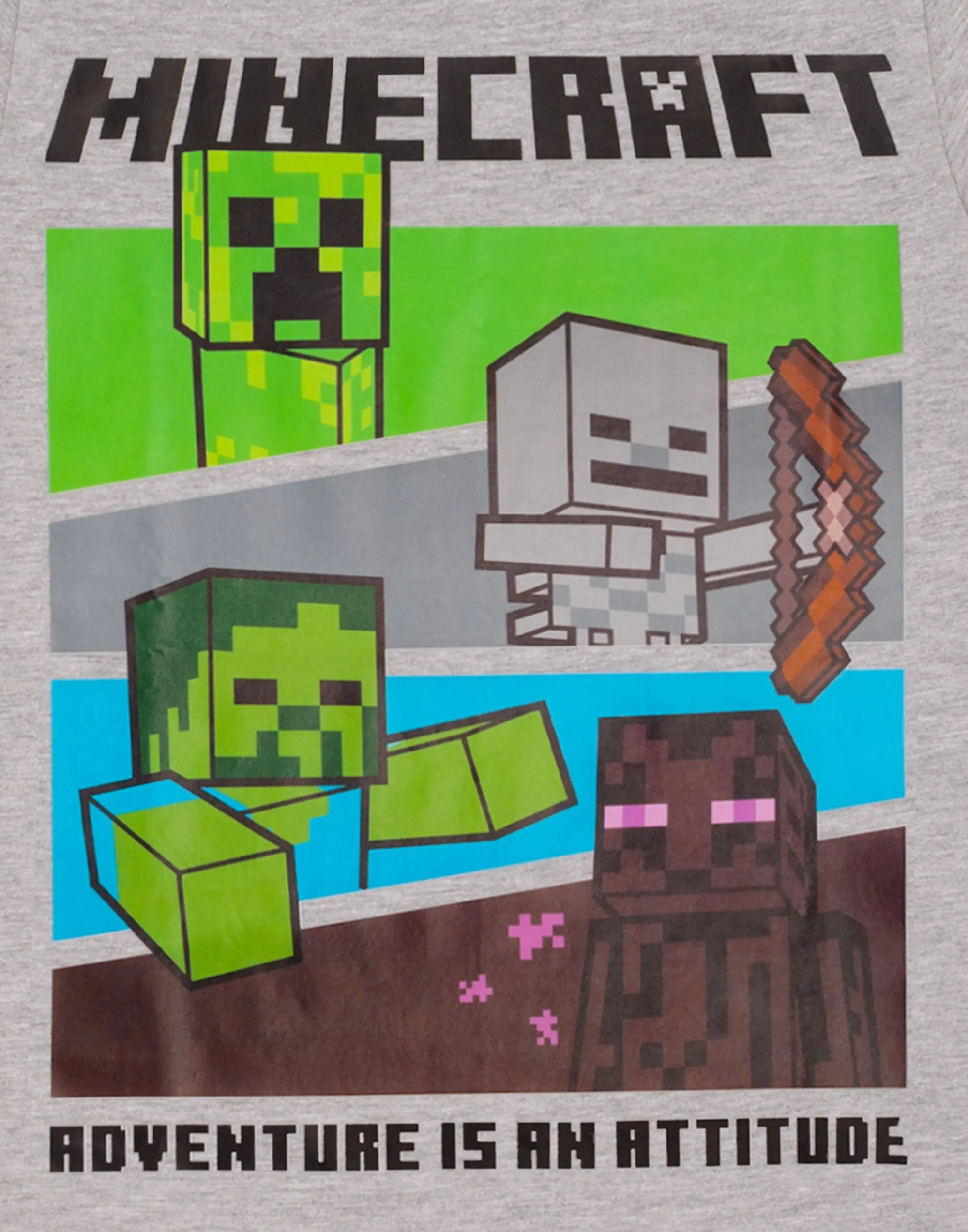 Minecraft Boys Pyjamas Set Top And Shorts Kids Gamer - Grey