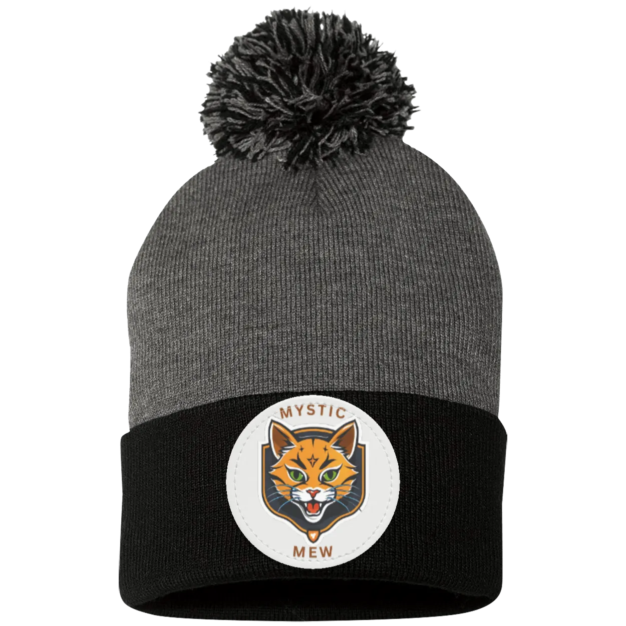 Mystic Mew | Pom Pom Knit Cap | Patch Beanie |