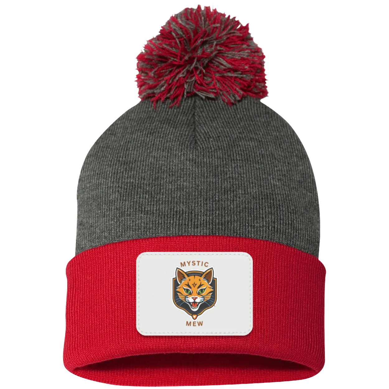 Mystic Mew | Pom Pom Knit Cap | Patch Beanie |