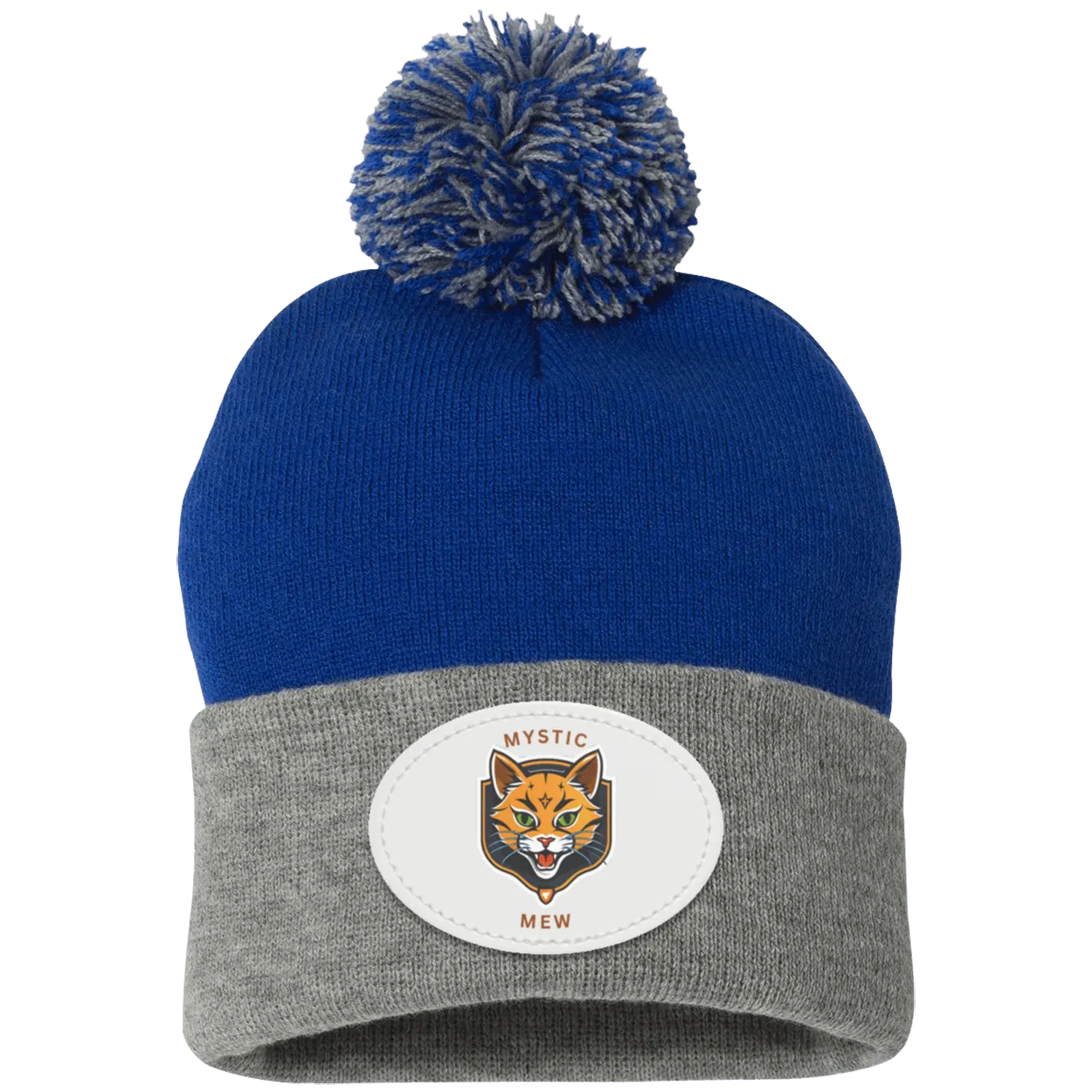 Mystic Mew | Pom Pom Knit Cap | Patch Beanie |