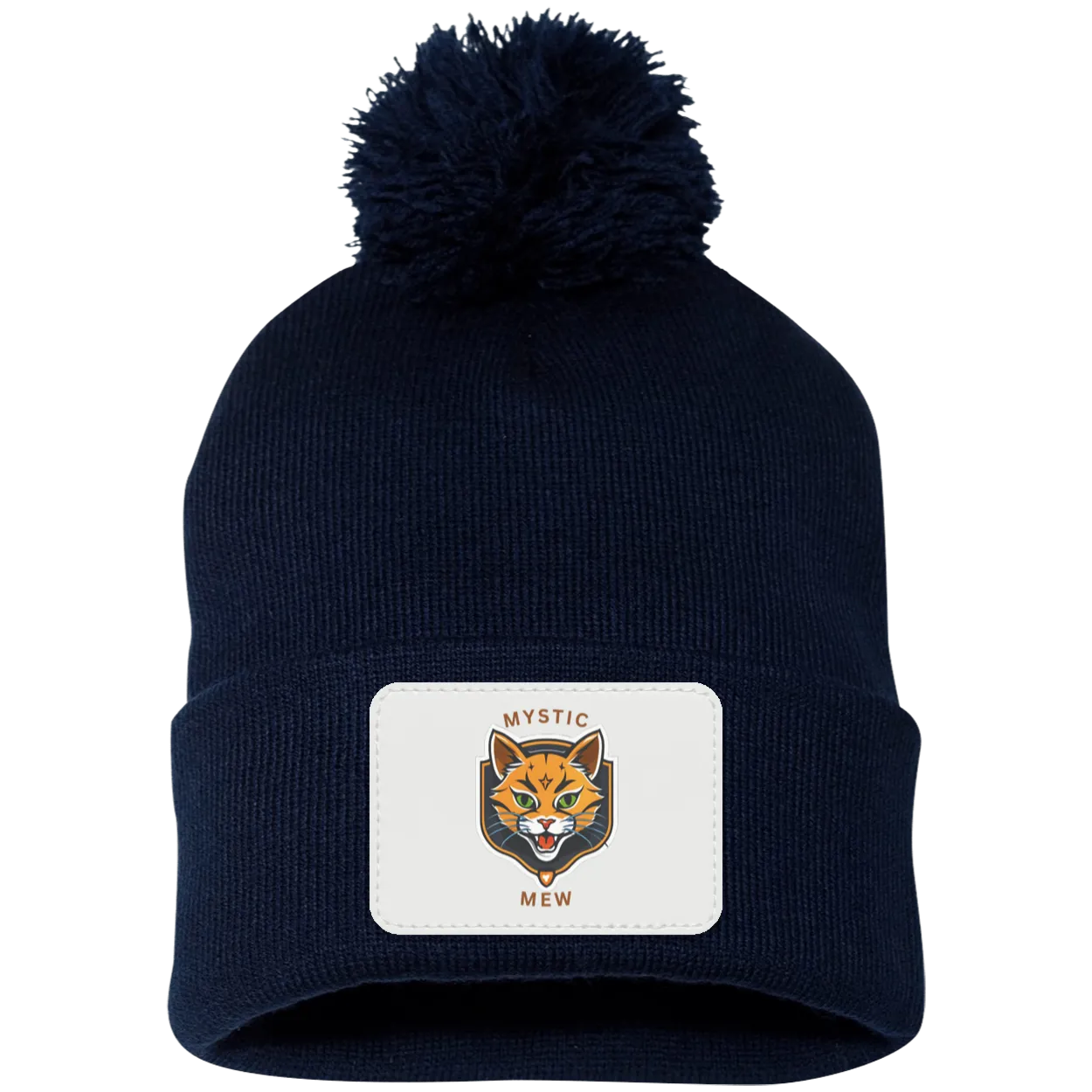 Mystic Mew | Pom Pom Knit Cap | Patch Beanie |